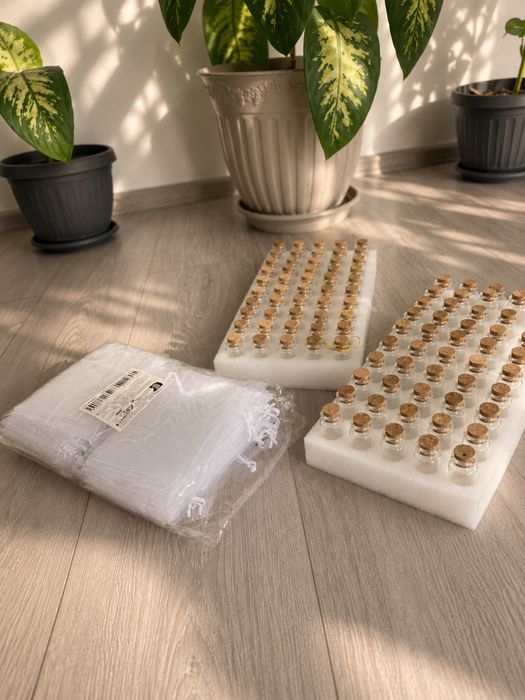 Set 100 sticlute trasparente 10ml + 90 saculeti albi