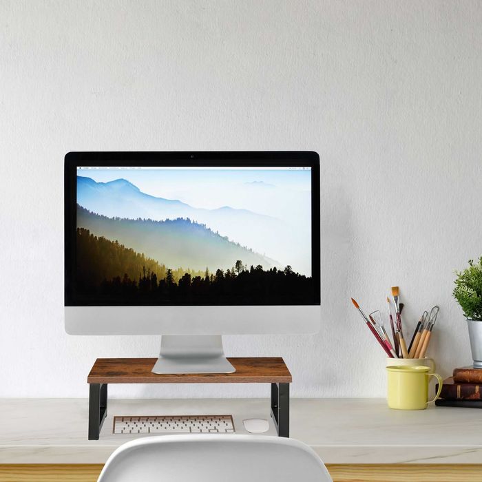 Stand pentru monitor XL design industrial otel si MDF 15 x 55 x 23 cm