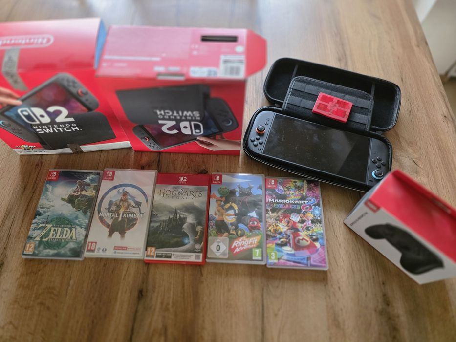 Nintendo Switch 2 + Pro Controller + 5 игри + калъф – гаранция