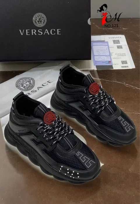 Adidasi VERSACE Chain Reaction Black - Produs Nou - Full Box, negru