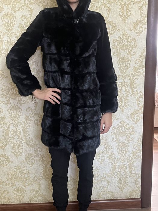 Норковая шуба с капюшоном