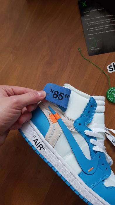 Sneakers Jordan 1 Off-White UNC • STOC: 41 • Livrare rapidă 1-2 zile •