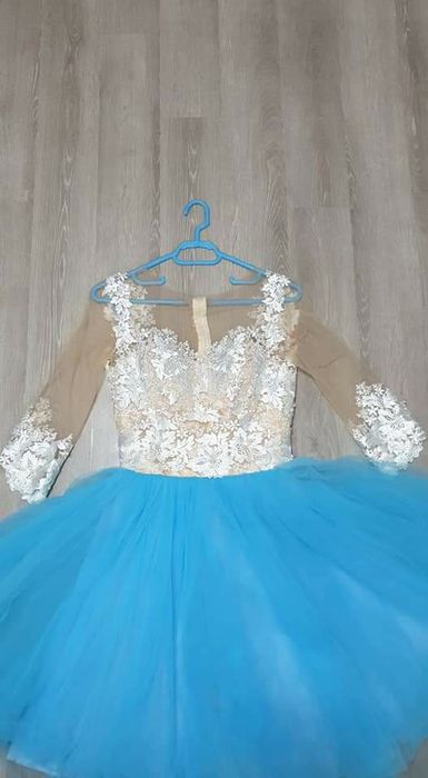 Rochie de cununie/botez/ocazie model unicat, dantela 3D + fusta tulle