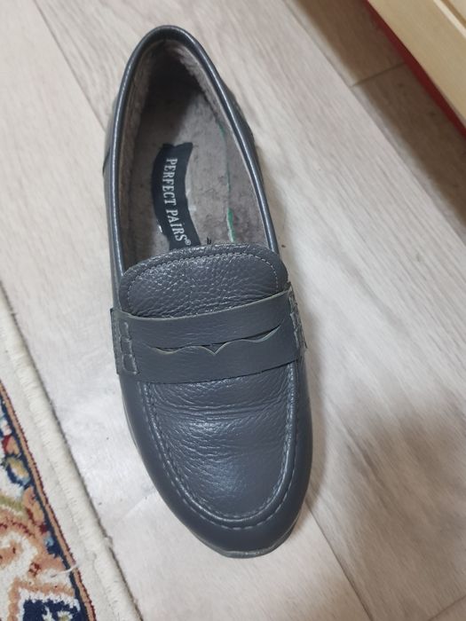 Зимние лоферы кожаные