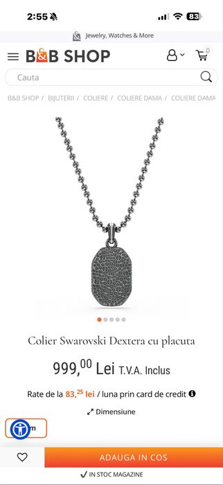 Colier Swarovski Dextera cu placuta