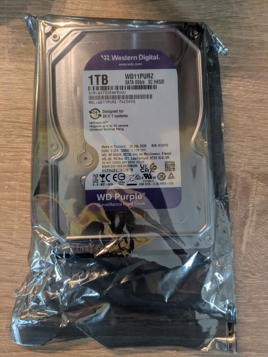 НОВ Твърд диск 1TB WD Purple Surveillance SATA