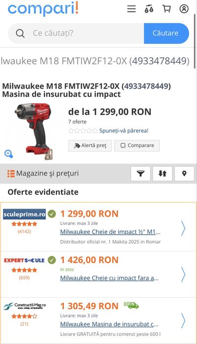 MDM vinde: Masina de insurubat cu impact Mulwaukee M18 FMTIW2F12.