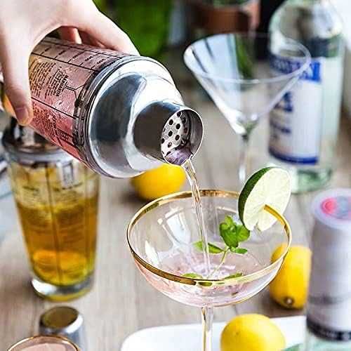 Cocktail Shaker din sticla 450ml cu capac din inox si retete imprimate