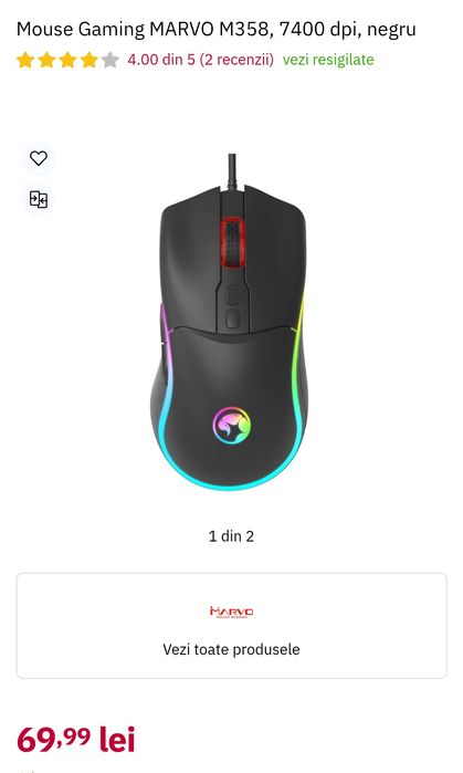 Vând mouse gaming HyperX PULSEFICE HASTE 2