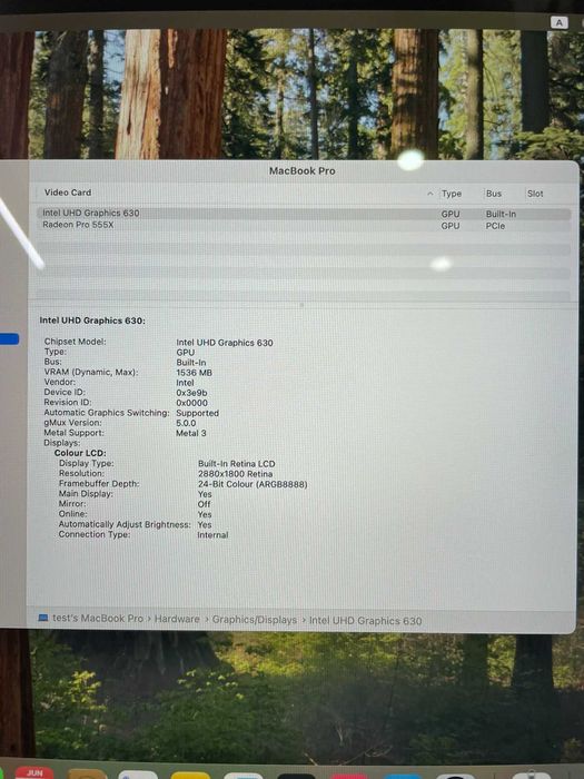 Macbook Pro Space Gray Model A1990 15.4'' 2018 i7 2.2GHz, 16GB, 250 SSD, touchbar