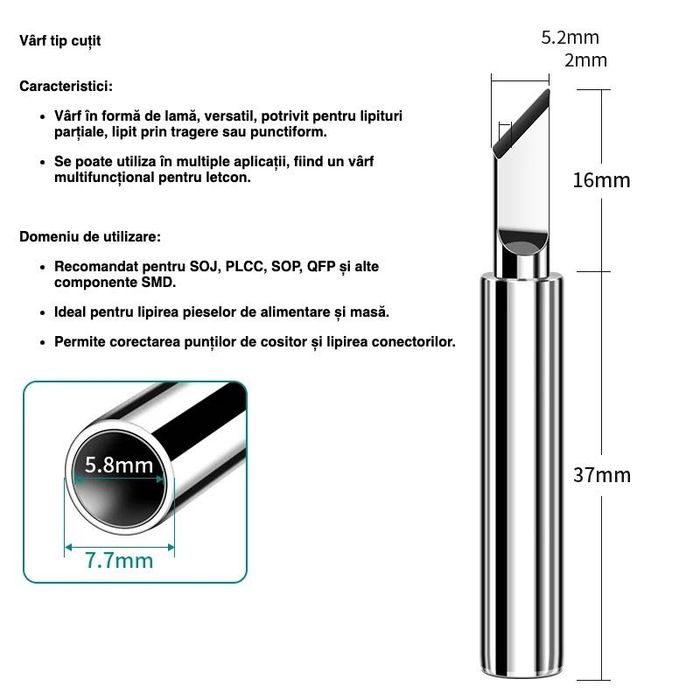 Set varfuri universale pentru letcon 907 120W 5 bucați fara plumb
