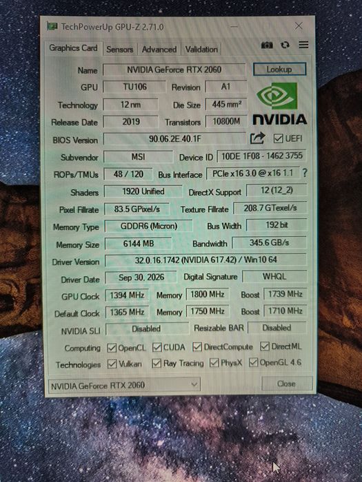 Placă video RTX 2060 mai ventus xs 6gb