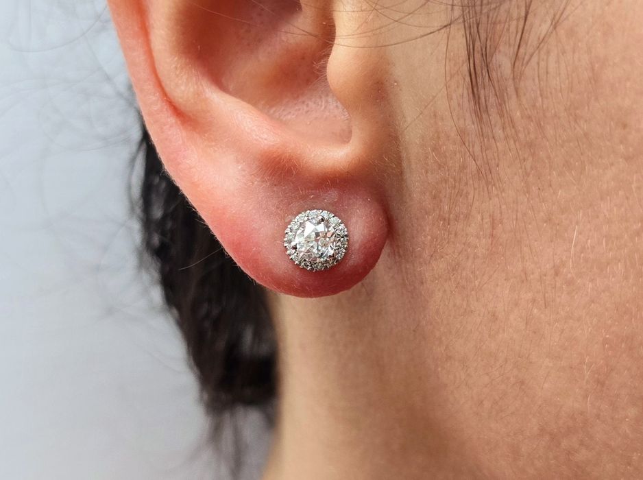 Cercei din aur alb 14k cu diamante naturale 1,10ct.