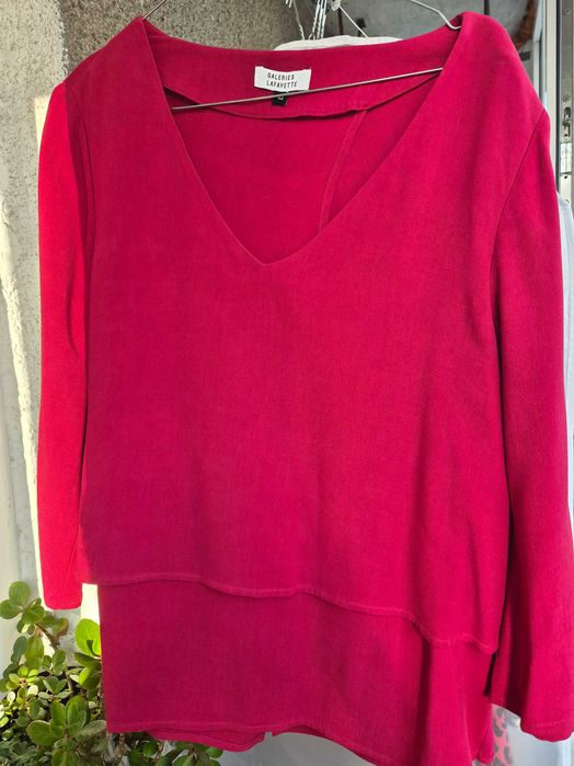 Vand bluza dama, rosu burgund, din vascoza naturala, 42, frantuzeasca