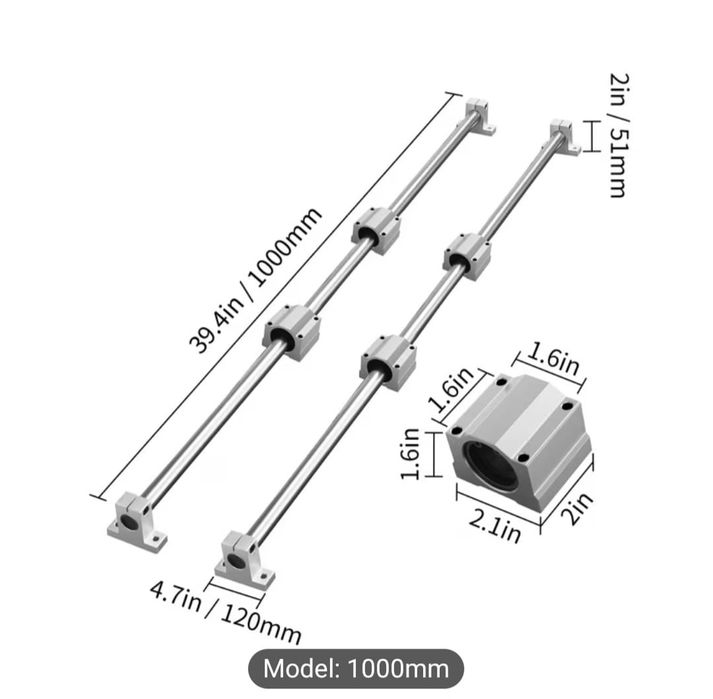 Set de țevi de ghidare liniară, SFC20 1000mm CNC DIY