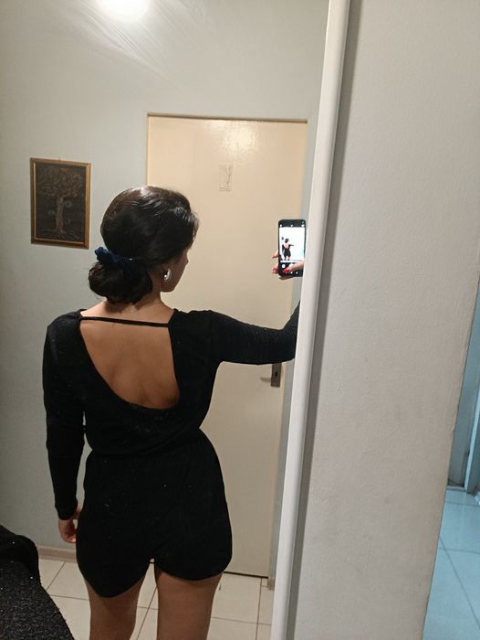 Черен къс гащеризон