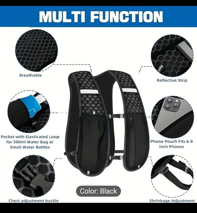 Жилетка за бягане + 2 гъвкави шишета х 250мл.  + Въже за скачане + ???