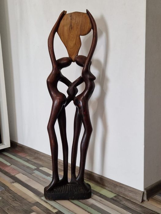 Statueta abanos lemn exotic  mare 1m  figurina sculptura  Love Africa