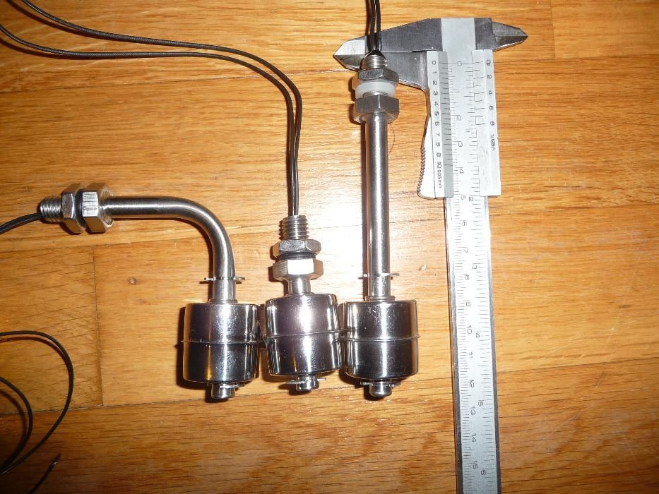 Датчик за ниво на течности, поплавък,прав и на 90градуса