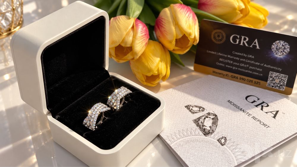 Серебряные сережки 925 проба с муассанитами