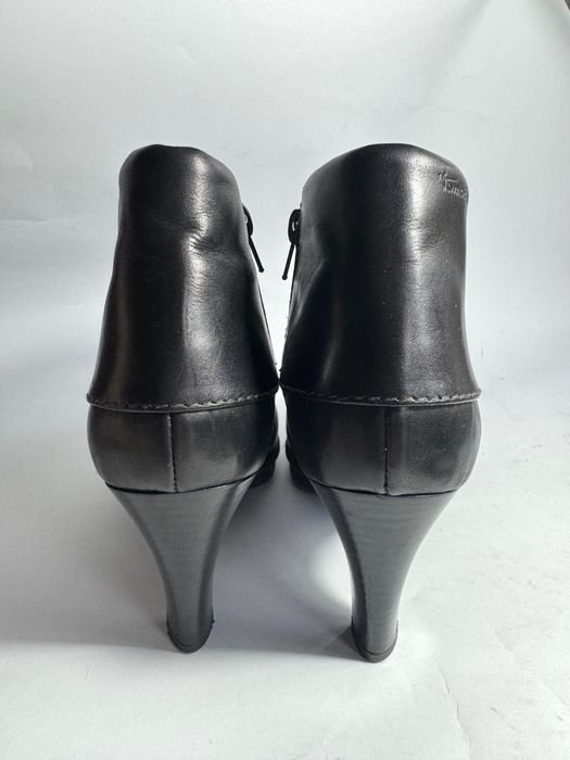 Дамски боти на ток от естествена кожа, Черни кожени боти, Tamaris, 37