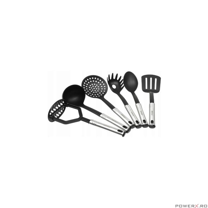 Set 6 ustensile de bucatarie, cu suport, inox-nailon, Kinghoff