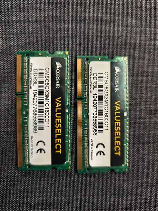 2x8GB DDR3L SO-DIMM, Corsair CMSO8GX3M1C1600C11 1.35V чифт кит