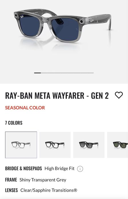 Meta RayBan Gen2 Transparent Grey