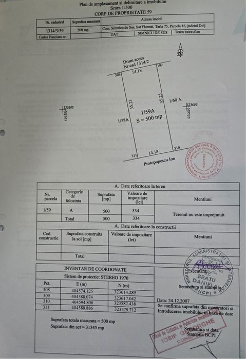 Teren intravilan Simnicul de Sus Floresti, utilitati