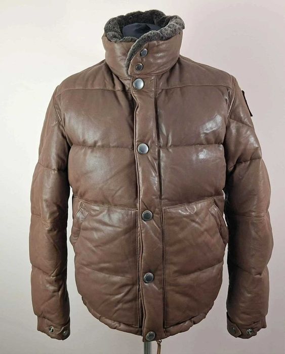 Parajumpers Goat Leather Down Jacket Size L Кожено Пухено Яке Мъжко