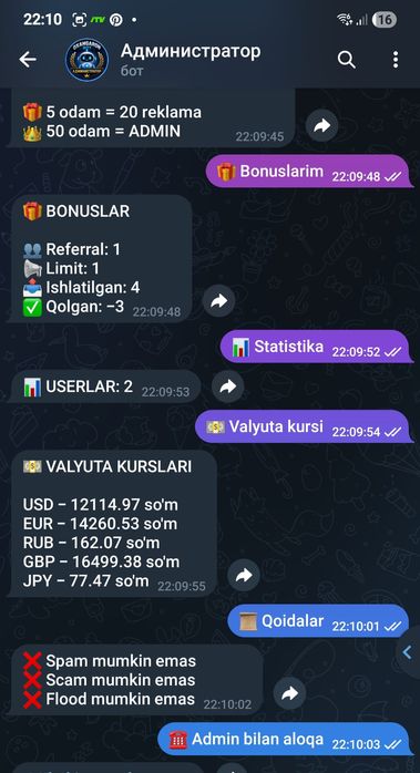 Telegram bot tayorlash