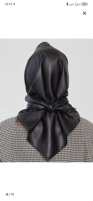 Кожаная черная косынка