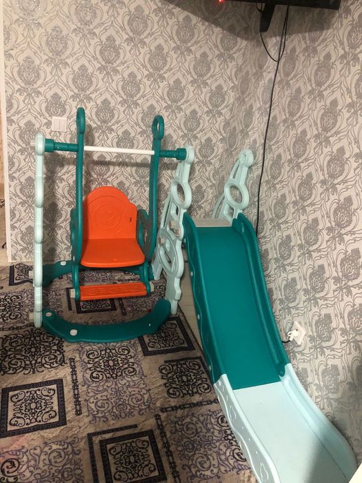 Детский горка с батутом