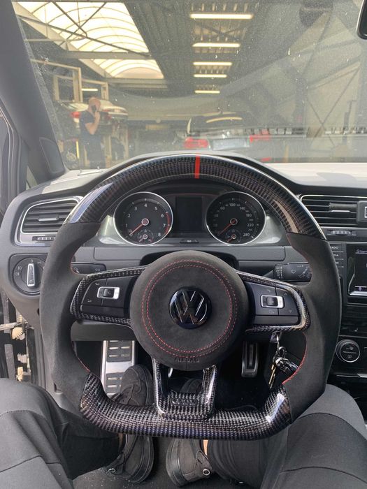 Emblema Negru Lucios VW Volkwagen Pentru Volan GTI GTD R Line, 50mm