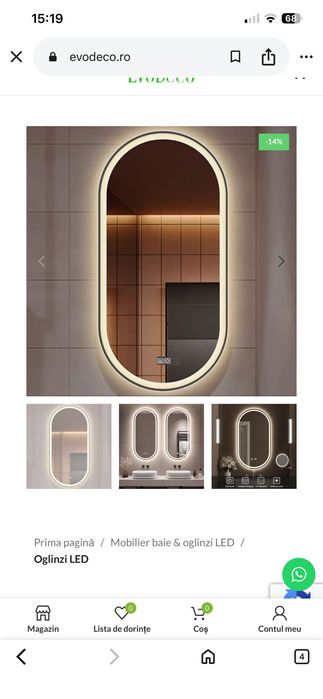 Oglindă Ilumated Miror,ovală cu dimensiuni 500mm pe 800