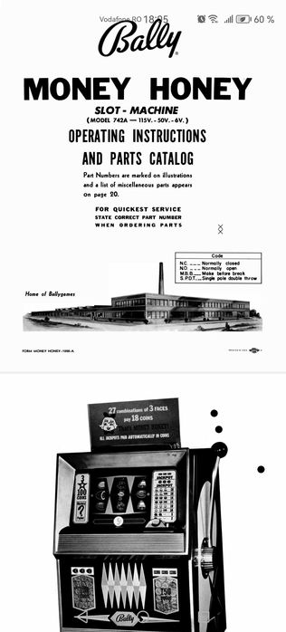 Manual Complect Service BALLY SLOT MACHINE serie E 1980-1986