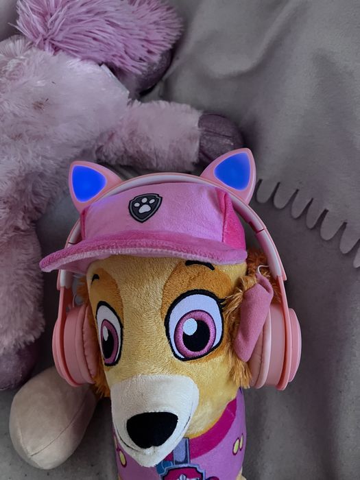 Casti cu urechi de pisica wireless cu LED roz