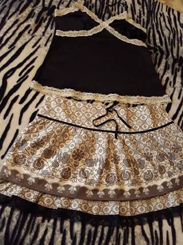 ZARA Нов Комплект -Пола/Тениска -Дантела