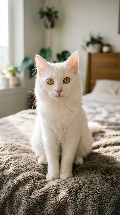 Белая кошечка, 7 мес, стерилизованная в добрые руки