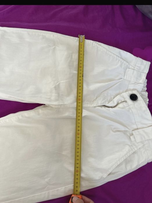Bershka Pantaloni albi dama stil Jogger/Cargo marime 34