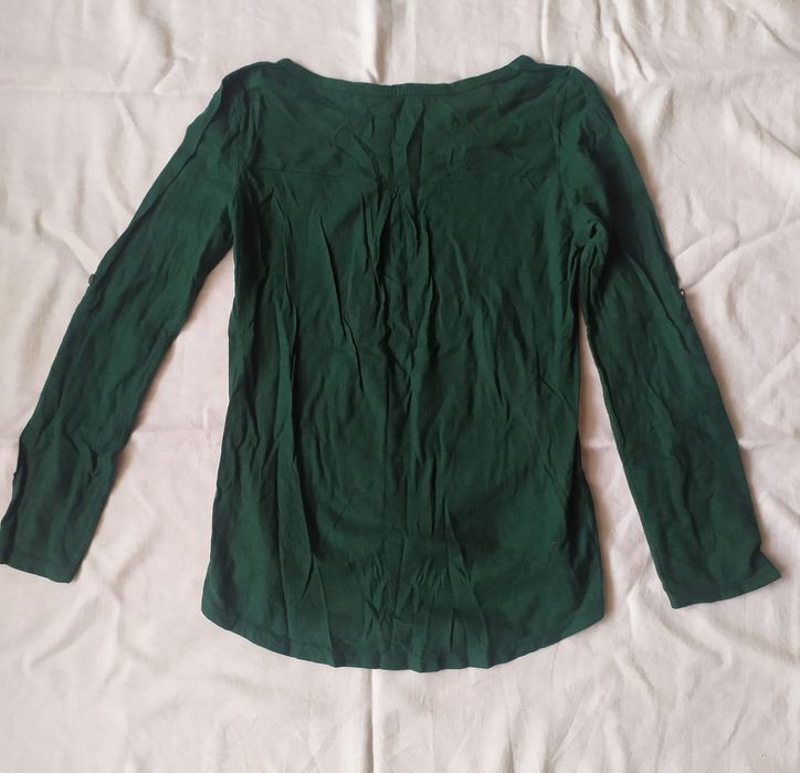 Дамска зелена блуза с дълъг ръкав и череп