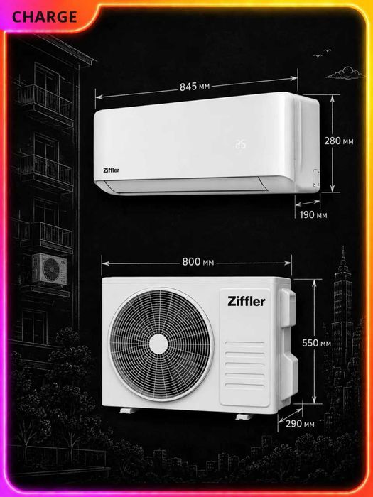 Кондиционер Ziffler 12 Full DC Inverter есть on/off ! 24/7 установка