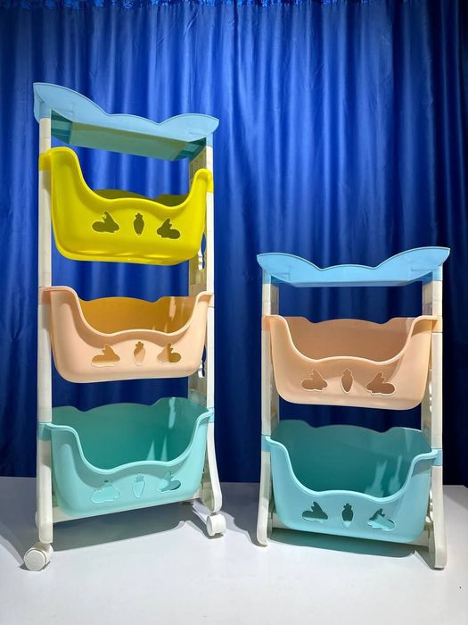 Детский Этажерка пластиковая на колесиках для кухни, ванной, напольная