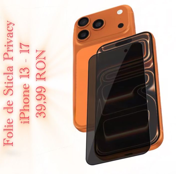 Folie de Sticla Privacy  17 Pro / 17 Pro Max / 16 Pro Max / 16 Pro /