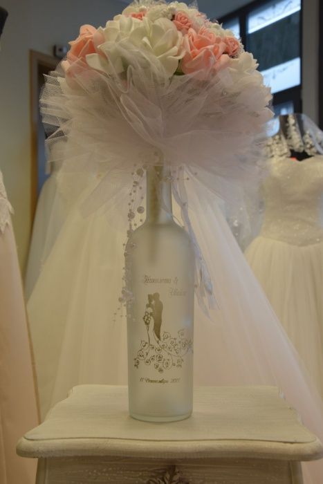 Бутилки за ракия за Сватба - Цвят, Име и Дата по избор, Сватбени Бутил