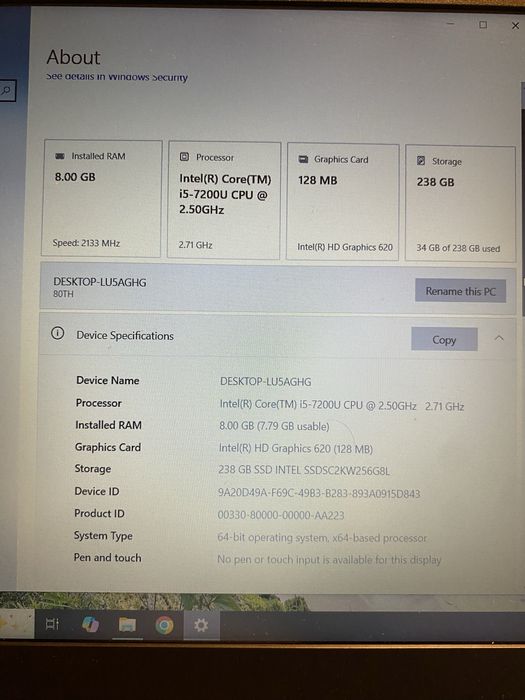 Laptop Lenovo i5-7200U
