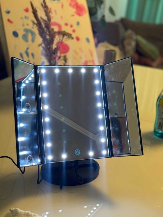 Козметично огледало с LED осветление, Черно - Bestope