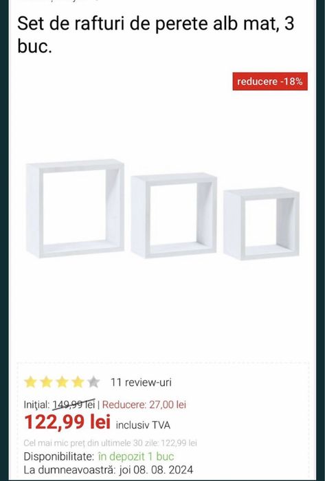 Set 3 rafturi albe, pal, noi, trimit prin curier!