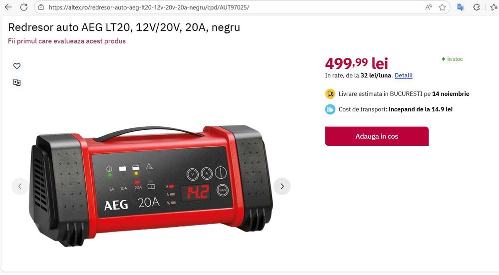 redresor aeg /incarcator baterie auto 12v/24v 2a/10a/20a/ nou
