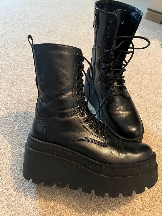 Bocanci/ghete biker platforma piele naturala 37